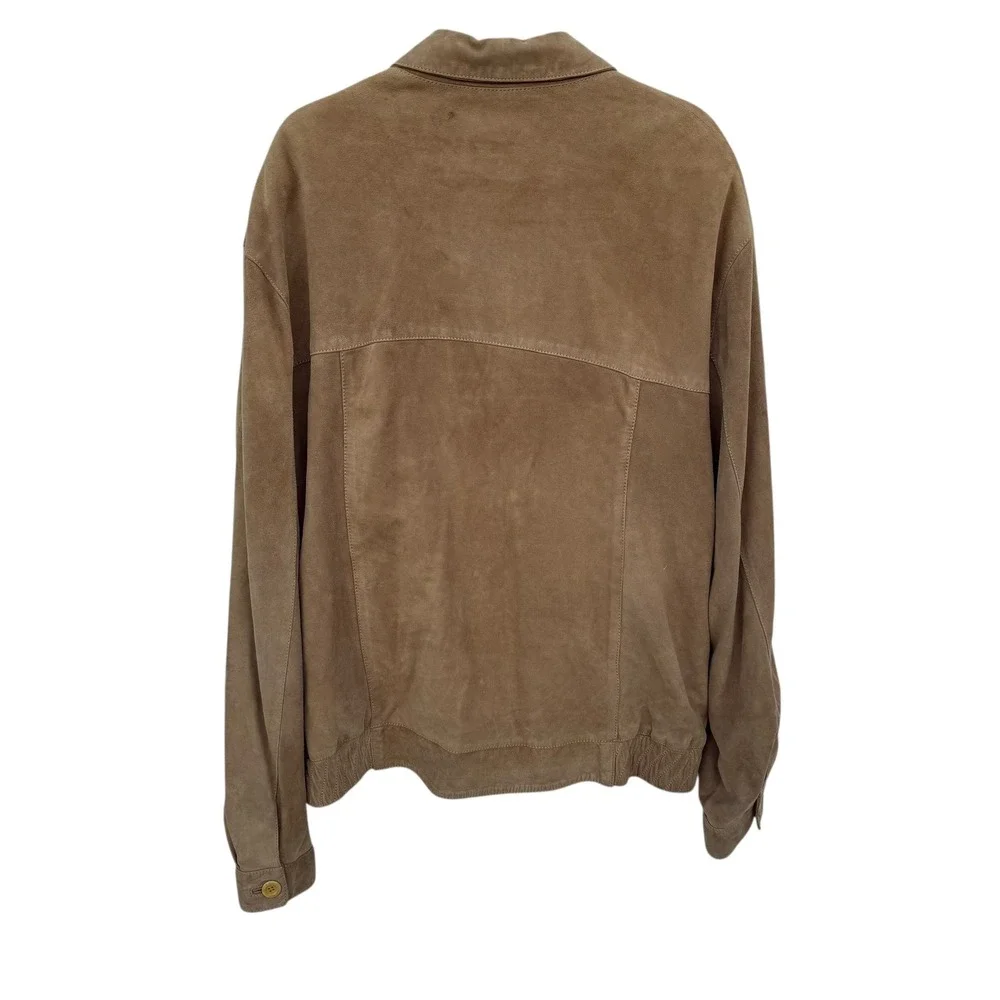 TORRAS Suede Bomber Jacket Mens Tan‎ Leather Zip Front Casual Outerwear XL